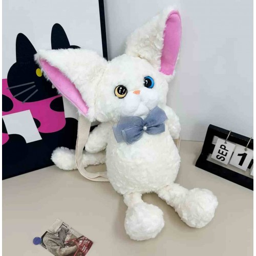 М'яка іграшка-рюкзак Котик вухастик, білий, 55*33см, ТМ Dreamtoys