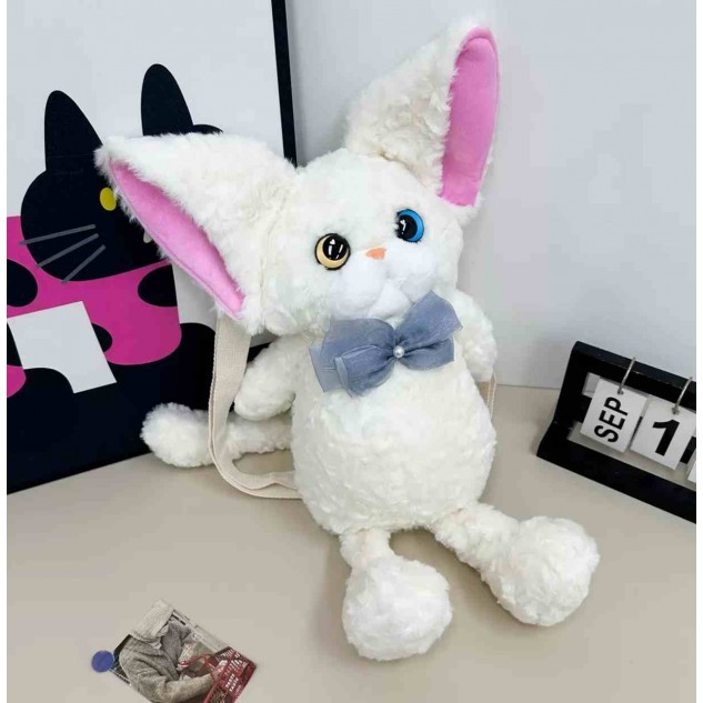 М'яка іграшка-рюкзак Котик вухастик, білий, 55*33см, ТМ Dreamtoys