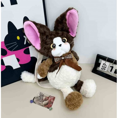 М'яка іграшка-рюкзак Котик вухастик, коричневий, 55*33см, ТМ Dreamtoys