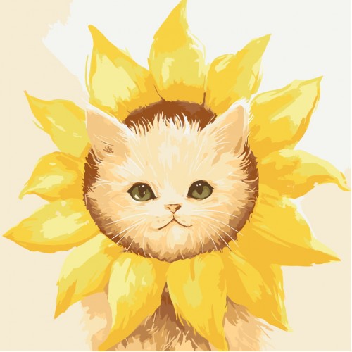 Картина за номерами "Сонячний котик" 40*40см, термопакет, ТМ ART Craft