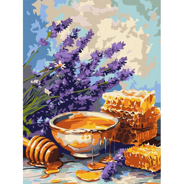 Картина за номерами "Лаванда та мед" 30*40см, в термопакете, ТМ Ідейка