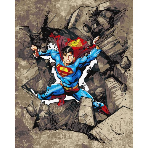 Картина за номерами WB "Superman: Крізь каміння" 40*50см, в термопакете, ТМ Ідейка