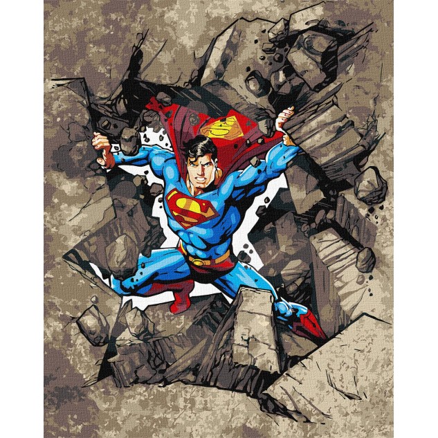 Картина за номерами WB "Superman: Крізь каміння" 40*50см, в термопакете, ТМ Ідейка