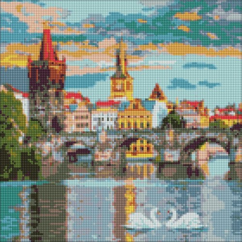 Алмазна мозаїка "Вечірня Прага", 40*40см, в термопакеті, ТМ Ідейка