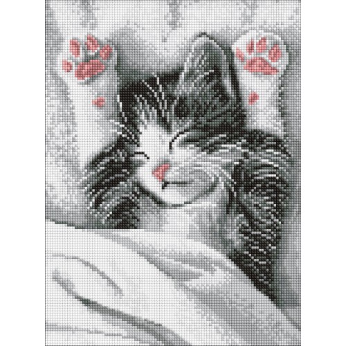 Алмазна мозаїка "Муркотливий ранок" 30х40см, термопакет, ТМ Ідейка