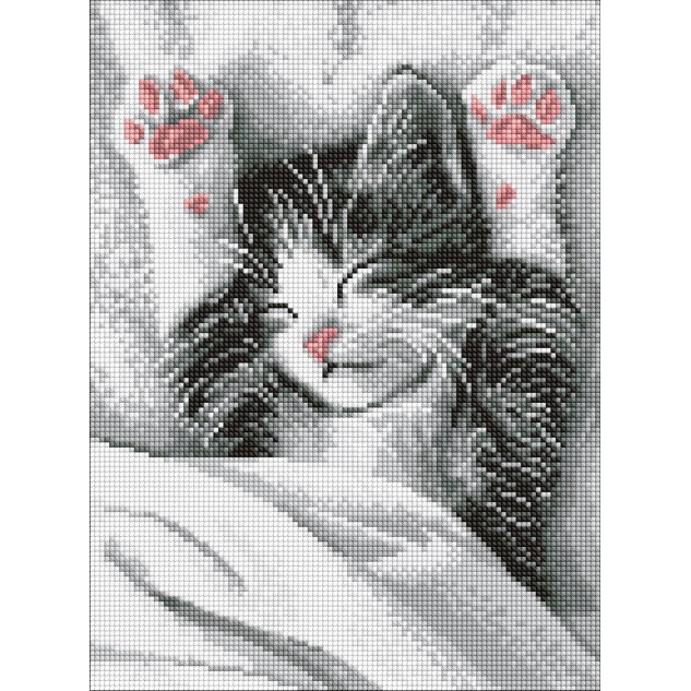 Алмазна мозаїка "Муркотливий ранок" 30х40см, термопакет, ТМ Ідейка
