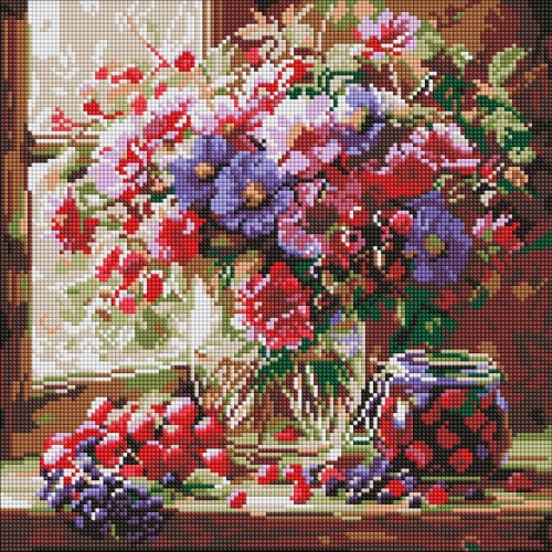 Алмазна мозаїка "Букет і фрукти" 40*40см, термопакет, ТМ Ідейка
