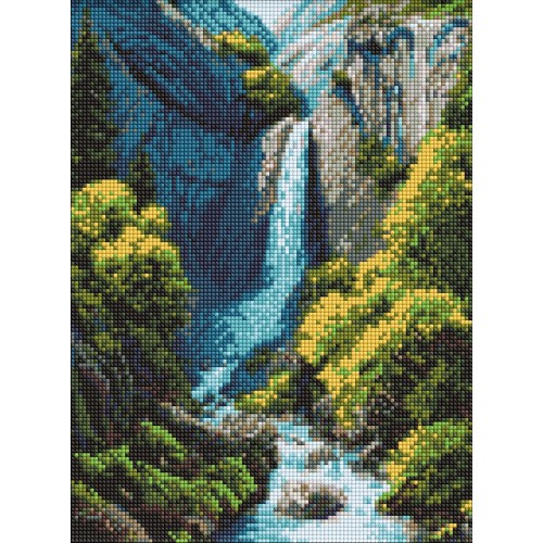 Алмазна мозаїка "Водоспад у горах" 30*40см, термопакет, ТМ Ідейка