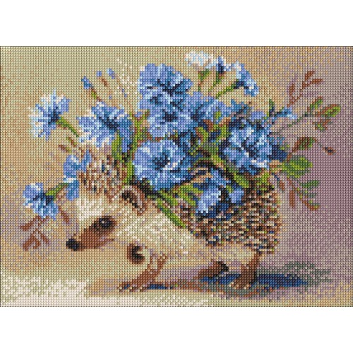 Алмазна мозаїка "Їжак та квіти" 30*40см, термопакет, ТМ Ідейка