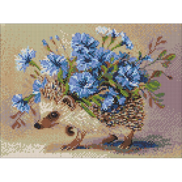 Алмазна мозаїка "Їжак та квіти" 30*40см, термопакет, ТМ Ідейка