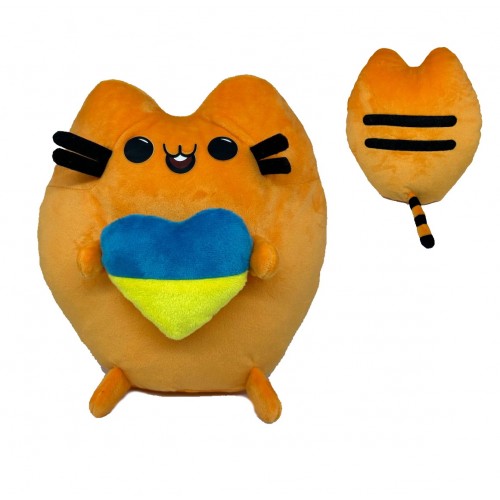 М'яка іграшка "Пушин кет Кругляш" з серцем, помаранчевий, 26см, ТМ Dreamtoys