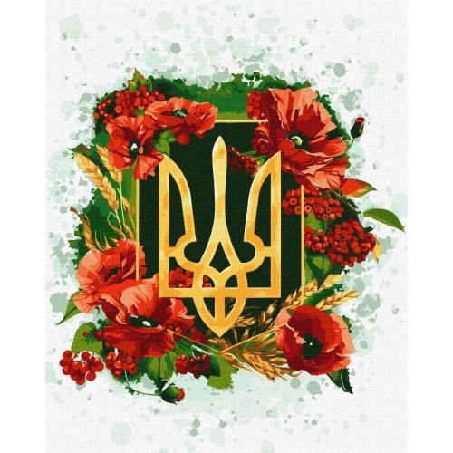 Картина за номерами "Квітучий тризуб" 40х50см, в термопакеті, ТМ Ідейка
