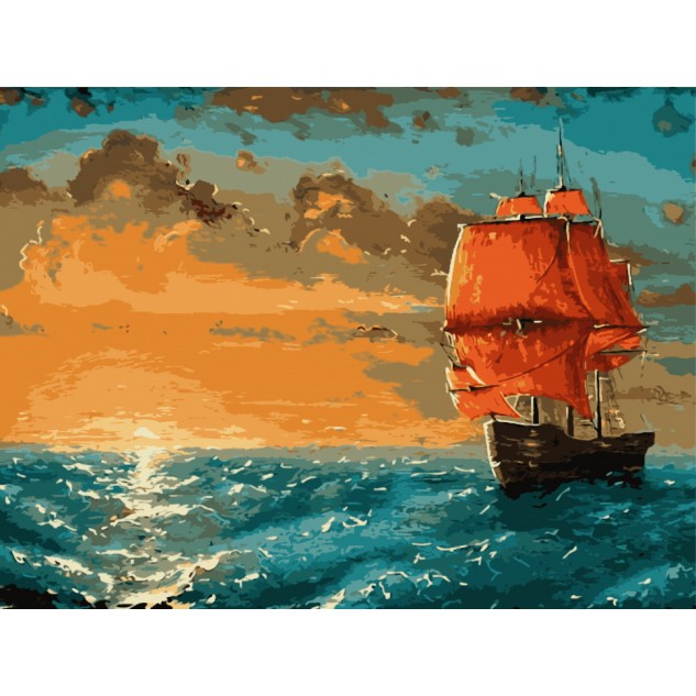 Картина за номерами "Багряні вітрила" лак 40*50см, термопакет, ТМ ART Craft