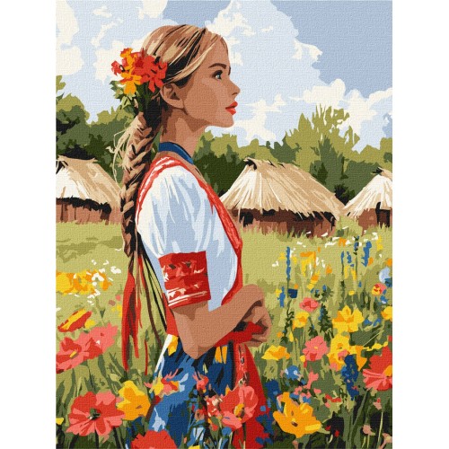 Картина за номерами "Гарна українка" 30х40см, термопакет, ТМ Ідейка