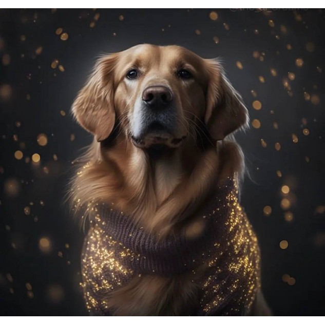 Алмазна мозаїка "Золотистий ретривер у светрі", 30*40см, на рамці, в кор.31*41*2,5см, ТМ Dreamtoys