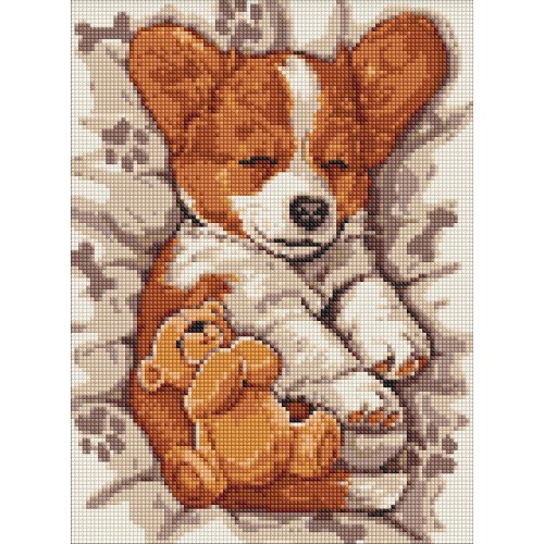 Алмазна мозаїка "Сонний коргі" 30*40см, термопакет, ТМ Ідейка