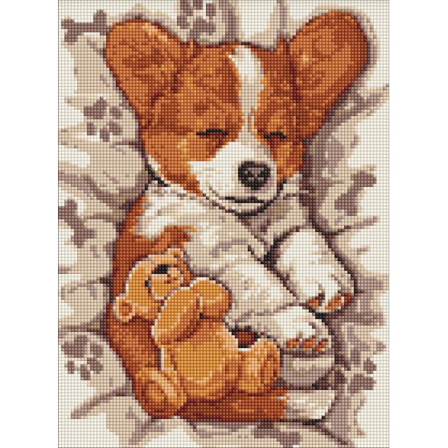 Алмазна мозаїка "Сонний коргі" 30*40см, термопакет, ТМ Ідейка