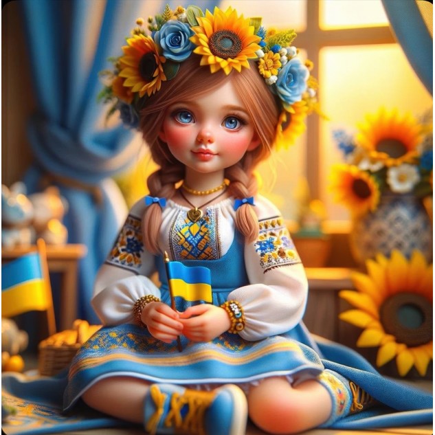 Алмазна мозаїка "В блакитно-жовтих кольорах", 20*20см, на рамці, в кор. 21*21*2,5см, ТМ Dreamtoys