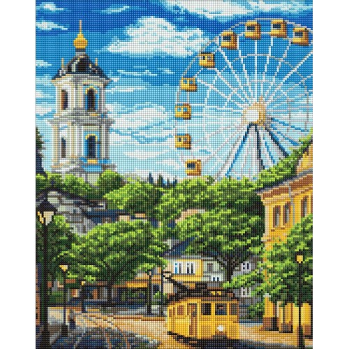 Алмазна мозаїка "Колесо і дзвіниця" 40*50см, термопакет, ТМ Ідейка