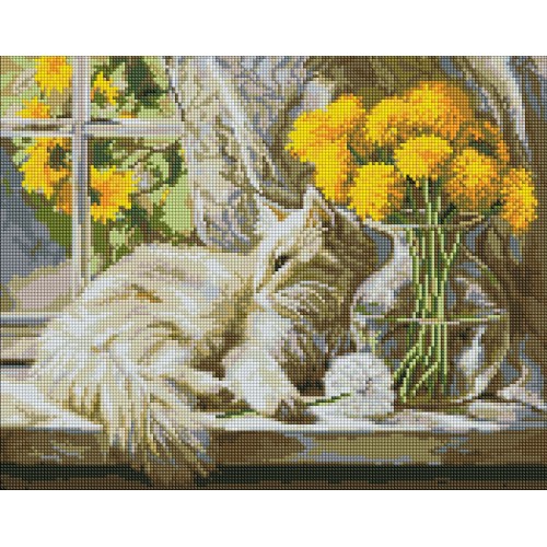 Алмазна мозаїка "Муркотливе сонце" 40*50см, термопакет, ТМ Ідейка