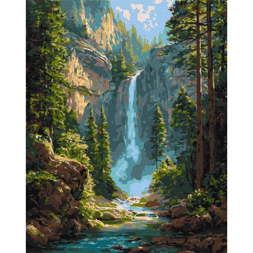 Картина за номерами "Величний водоспад" 40*50см, термопакет, ТМ Ідейка