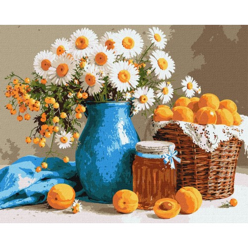Картина за номерами "Натюрморт з абрикосами" 40*50см, термопакет, ТМ Ідейка