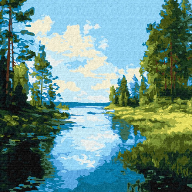 Картина за номерами "Тінь і блиск води" 40*40см, термопакет, ТМ Ідейка