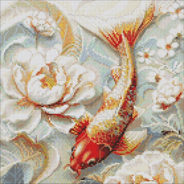 Алмазна мозаїка "Кої в квітаx" 40*40см, термопакет, ТМ Ідейка