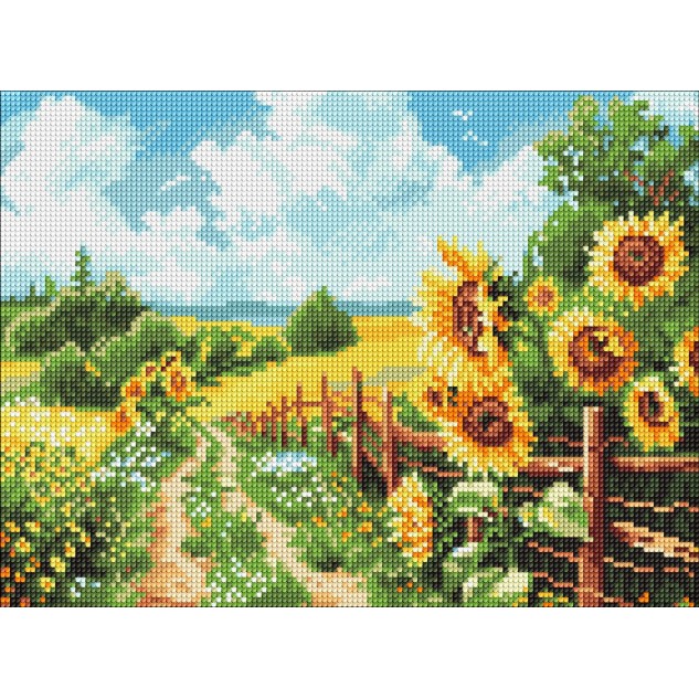 Алмазна мозаїка "Стежка серед соняхів" 30*40см, термопакет, ТМ Ідейка